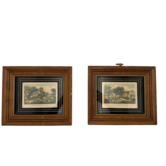 Set Of 2 Currier & Ives Prints "American Homestead" Summer & Autumn 8 X 10 Small - Picture 7 of 8